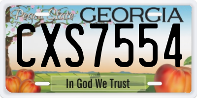 GA license plate CXS7554