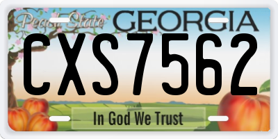 GA license plate CXS7562