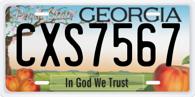 GA license plate CXS7567