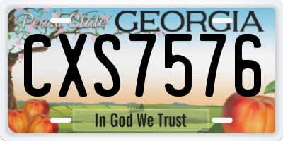 GA license plate CXS7576