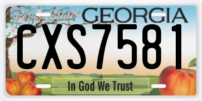 GA license plate CXS7581