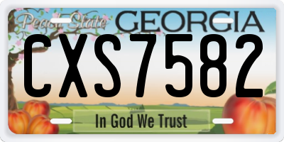 GA license plate CXS7582