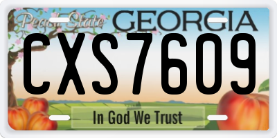 GA license plate CXS7609