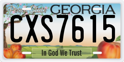 GA license plate CXS7615