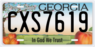GA license plate CXS7619