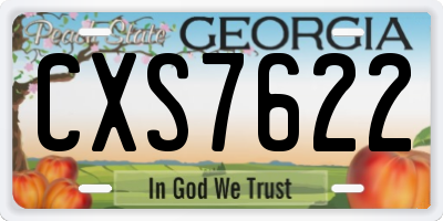 GA license plate CXS7622