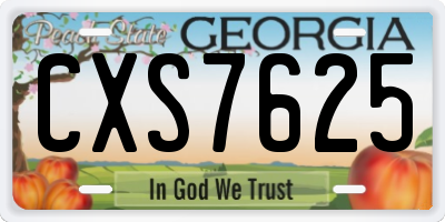 GA license plate CXS7625