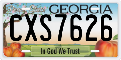 GA license plate CXS7626