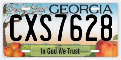 GA license plate CXS7628