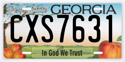 GA license plate CXS7631