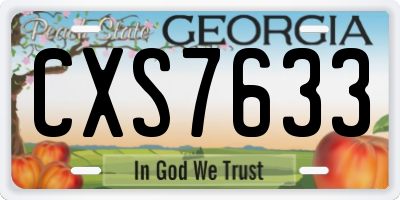GA license plate CXS7633