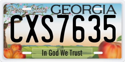 GA license plate CXS7635