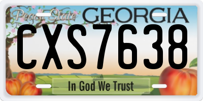GA license plate CXS7638