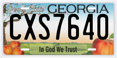 GA license plate CXS7640