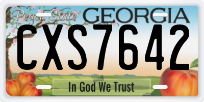 GA license plate CXS7642