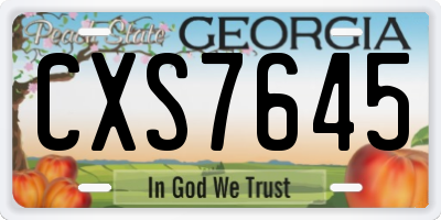 GA license plate CXS7645