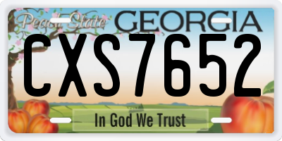 GA license plate CXS7652
