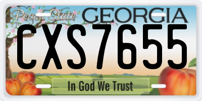 GA license plate CXS7655