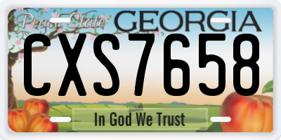 GA license plate CXS7658