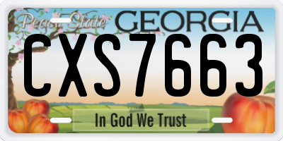 GA license plate CXS7663