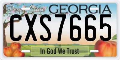 GA license plate CXS7665