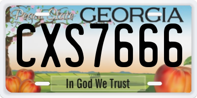 GA license plate CXS7666