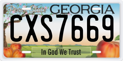 GA license plate CXS7669