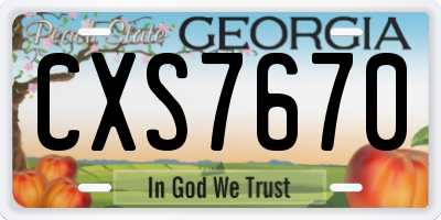 GA license plate CXS7670