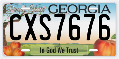 GA license plate CXS7676
