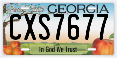 GA license plate CXS7677