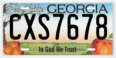 GA license plate CXS7678