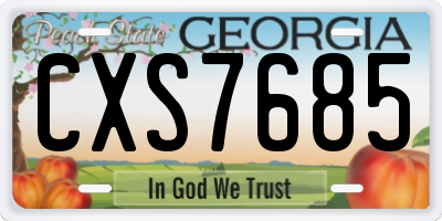 GA license plate CXS7685