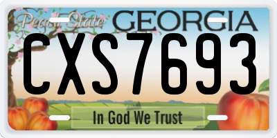 GA license plate CXS7693