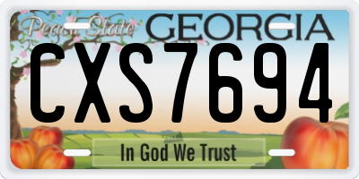 GA license plate CXS7694