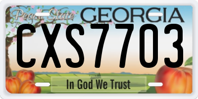 GA license plate CXS7703