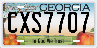 GA license plate CXS7707