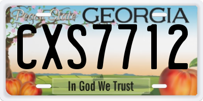 GA license plate CXS7712