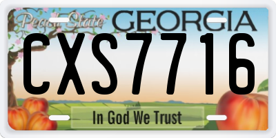 GA license plate CXS7716