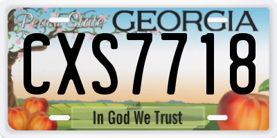 GA license plate CXS7718