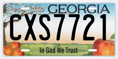 GA license plate CXS7721