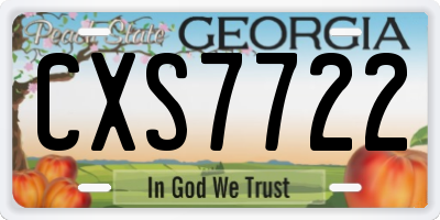 GA license plate CXS7722