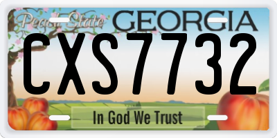 GA license plate CXS7732