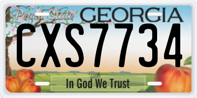 GA license plate CXS7734
