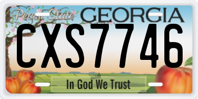 GA license plate CXS7746