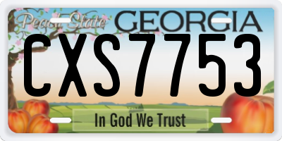 GA license plate CXS7753