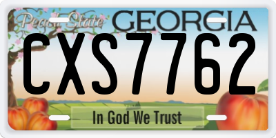GA license plate CXS7762