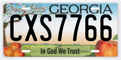 GA license plate CXS7766