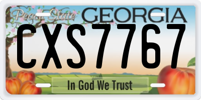 GA license plate CXS7767