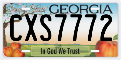 GA license plate CXS7772