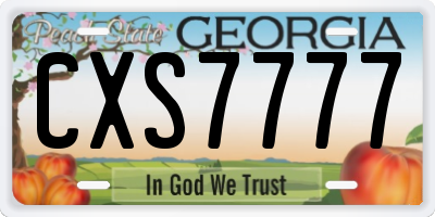 GA license plate CXS7777